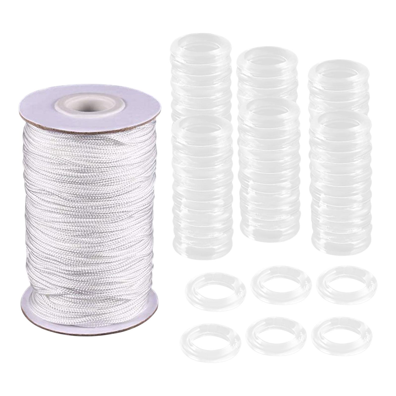 Magideal - Kit De Reparación De Accesorios De Bricolaje Con Cordón Romano De 55 Yardas, Cuerda De Tracción Con 100 Anillos Transparentes Para Jardinería, Plantas
