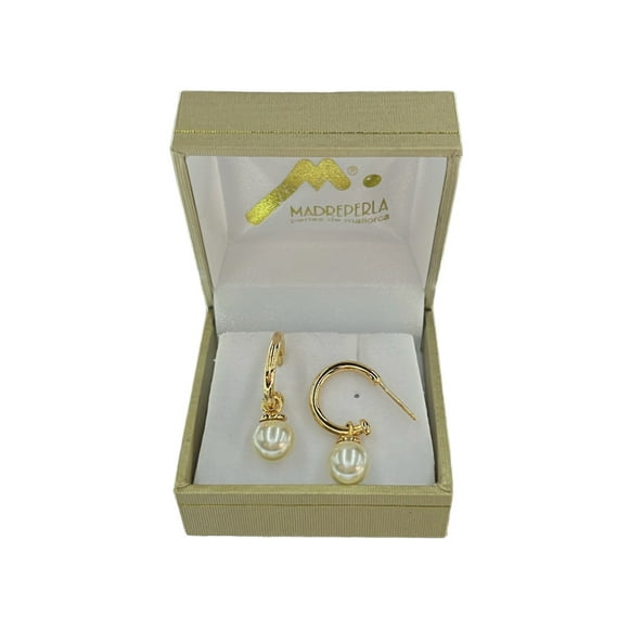 Semi Argollas con Perlas de Mallorcas N°8 Enchapado en Oro