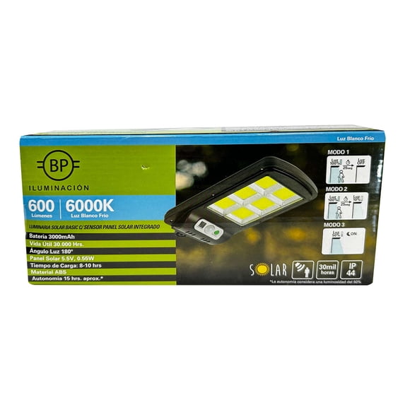 Luminaria Solar C/Sensor Panel Solar Integrado 6000K 600Lm