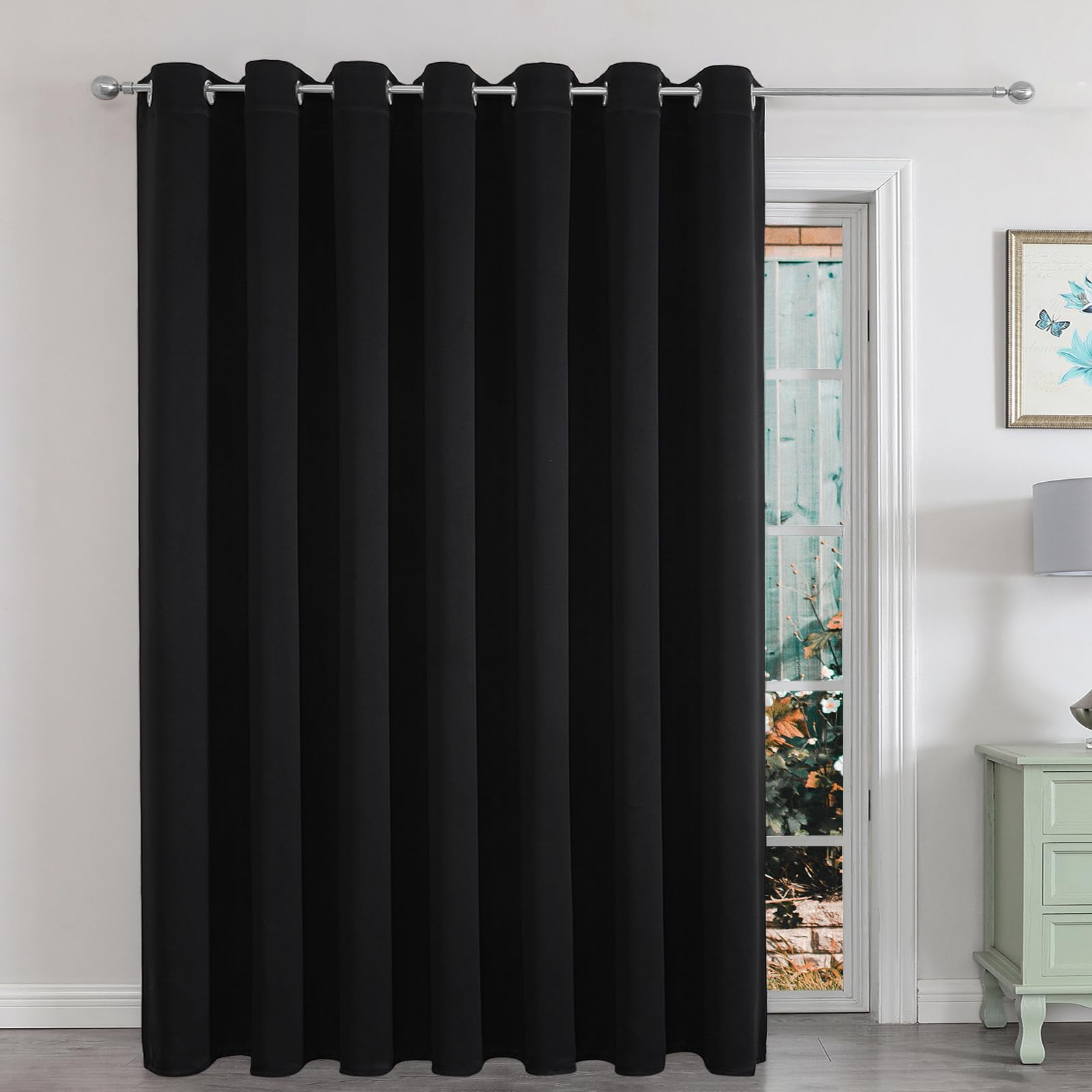 Cortinas Blackout Joydeco Para Puertas Corredizas Para Patio, 100 X 275 Cm, Color Negro
