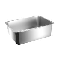 Magideal - Caja De Arena Para Gatos, Bacinilla De Acero Inoxidable Con Bordes Altos, Fácil De Limpiar, Parte Superior Abierta, A Prueba De Salpicaduras, Para Gat Altura 15Cm