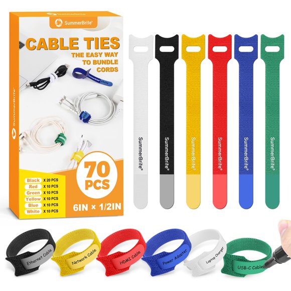 Bridas para cables Summerbrite 15 cm 70 piezas multicolores