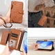 thumbnail image 5 of Funda tipo cartera para ZTE Axon 60 4G con bolsillo con cremallera, tarjetero, soporte, correa para la muñeca y tapa de cuero marrón, 5 of 5
