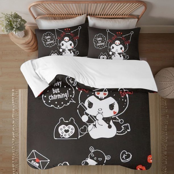 Kuromi Soft 3D Printed Duvet Cover Bedding Set with Comforter Cover 3 Piece Set