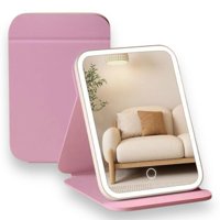 N-Ofertas - Espejo Led De Maquillaje Recargable Táctil Portátil Rosada