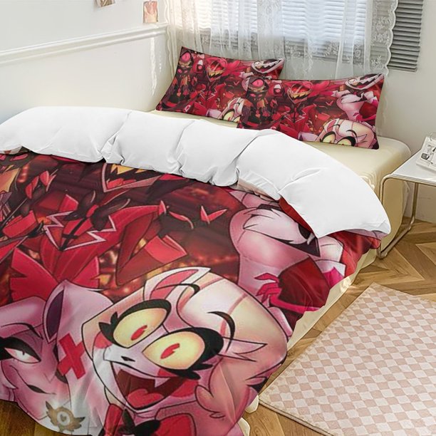 Hazbin Hotel 3-Piece Twin Bed Set - Includes 1 Single Comforter And 2 Pillowcases Bedding - Fade Resistant Microfiber - Hazbin Hotel