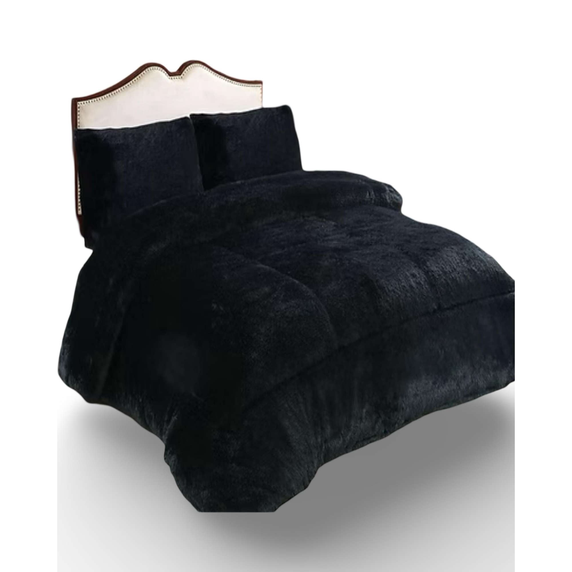 Gran Sol - Cubrecama Cubrecama Chiporro Peludo Grueso 2 Plazas Negro