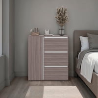 Tuhome - Comoda 1 Puerta 3 Cajones Niza 91X100X41,8 Cm Avellana Y Blanco