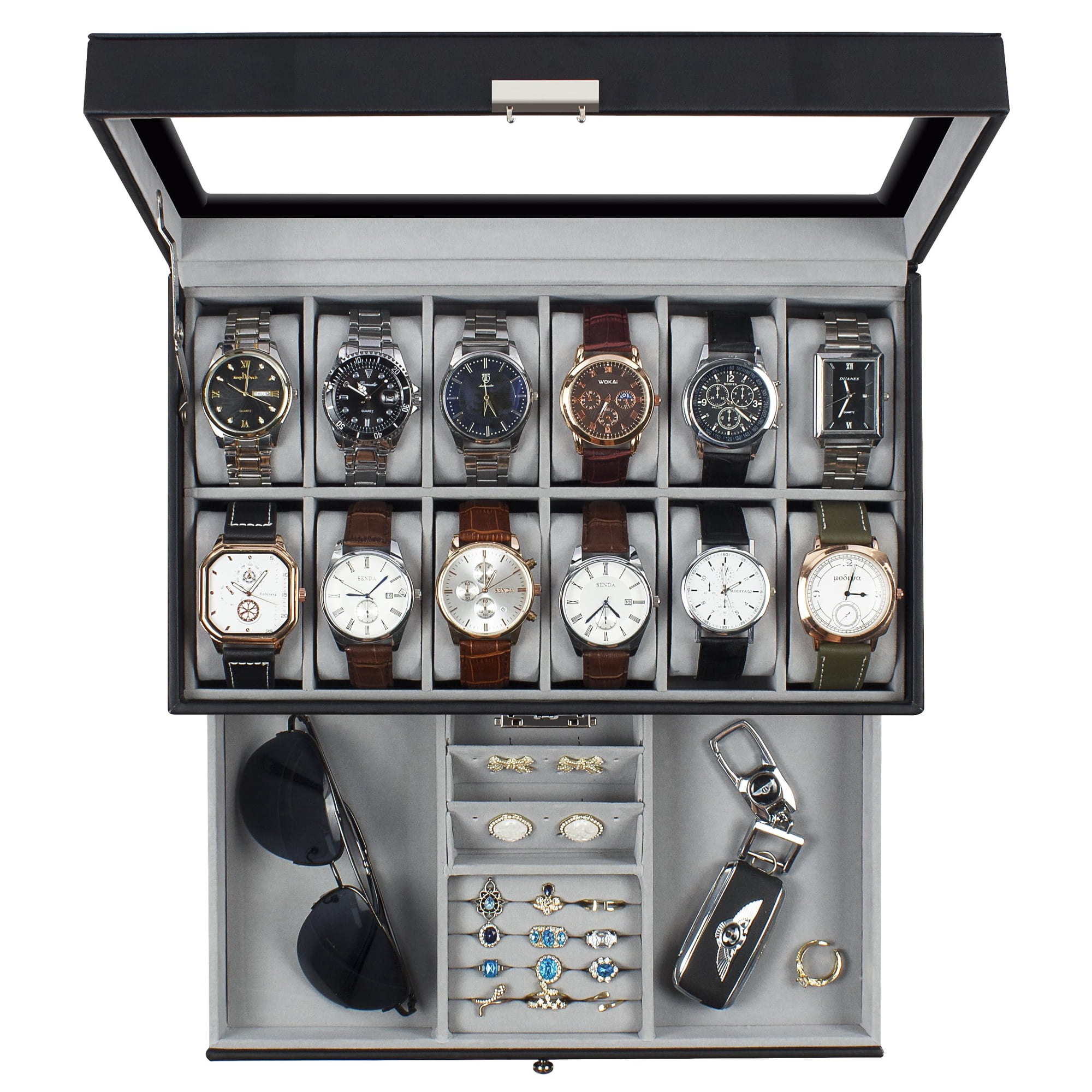 Estuche De Piel Para Joyas Watch Box Guka Con 12 Ranuras Para Hombre Y Mujer