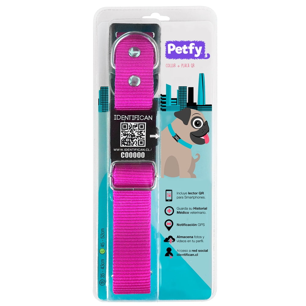 Tiendapetfy.cl - Collar Grande Petfy Id Fucsia