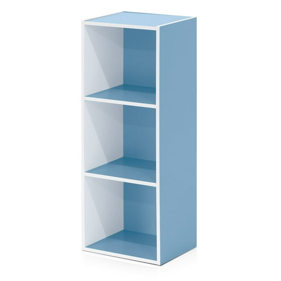 Librería Furinno, estante abierto de 3 niveles, blanco/azul claro, 30 x 80 x 24 cm