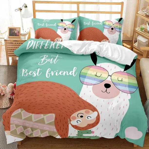 Animal Llama Cute Alpacas Bedding Set Boys Girls Duvet Cover Pillowcase Bed Kids Adult Home Textileextile Bed Sheets