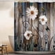thumbnail image 1 of 1pc/3pcs Non-Slip Grey Floral Shower Curtain with Butterfly Daisy Design and 12 Hooks, Includes Bath Mat and Toilet Lid Cover Pad, 1 of 4