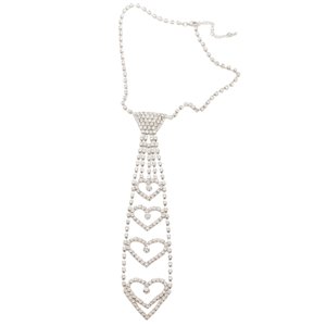 Magideal - Corbata Con Diamantes De Imitación, Collar Con Corbata, Joyería Brillante Para El Cuello, Gargantilla Con Cadena Brillante, Decoración Para Mujeres Y