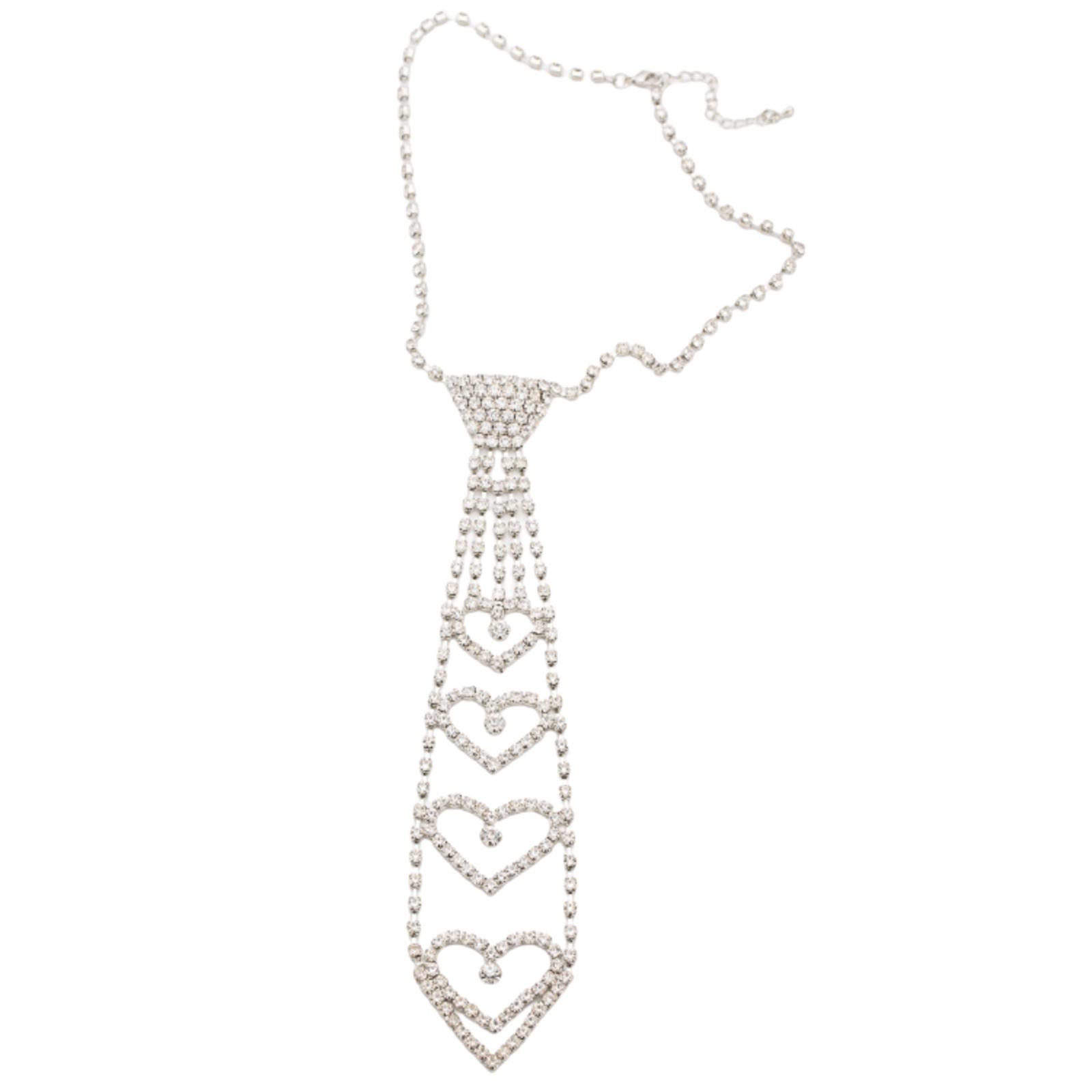 Magideal - Corbata Con Diamantes De Imitación, Collar Con Corbata, Joyería Brillante Para El Cuello, Gargantilla Con Cadena Brillante, Decoración Para Mujeres Y