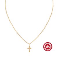 Collar Heshpaws S925 Sterling Silver Cross Plateado