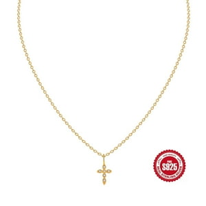 Collar Heshpaws S925 Sterling Silver Cross Plateado