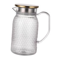 Bothyi - Jarra De Bebidas, Jarra De Agua Fría, Jarra Transparente Para Bebidas, Jarra Fría, Tapa De Acero Dorada