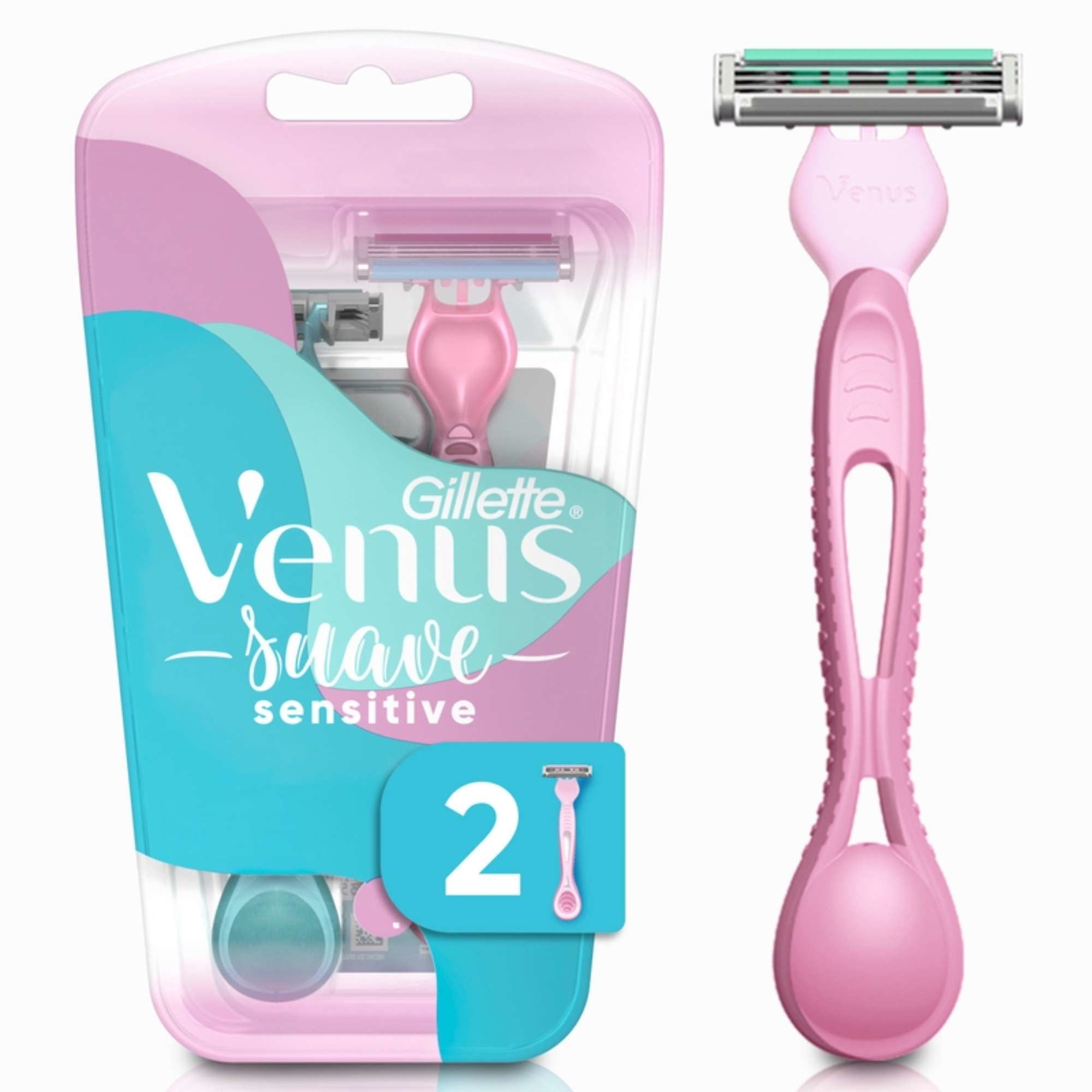 Máquina De Afeitar Mujer Gillette Venus Suave Sensitive 2 Uds