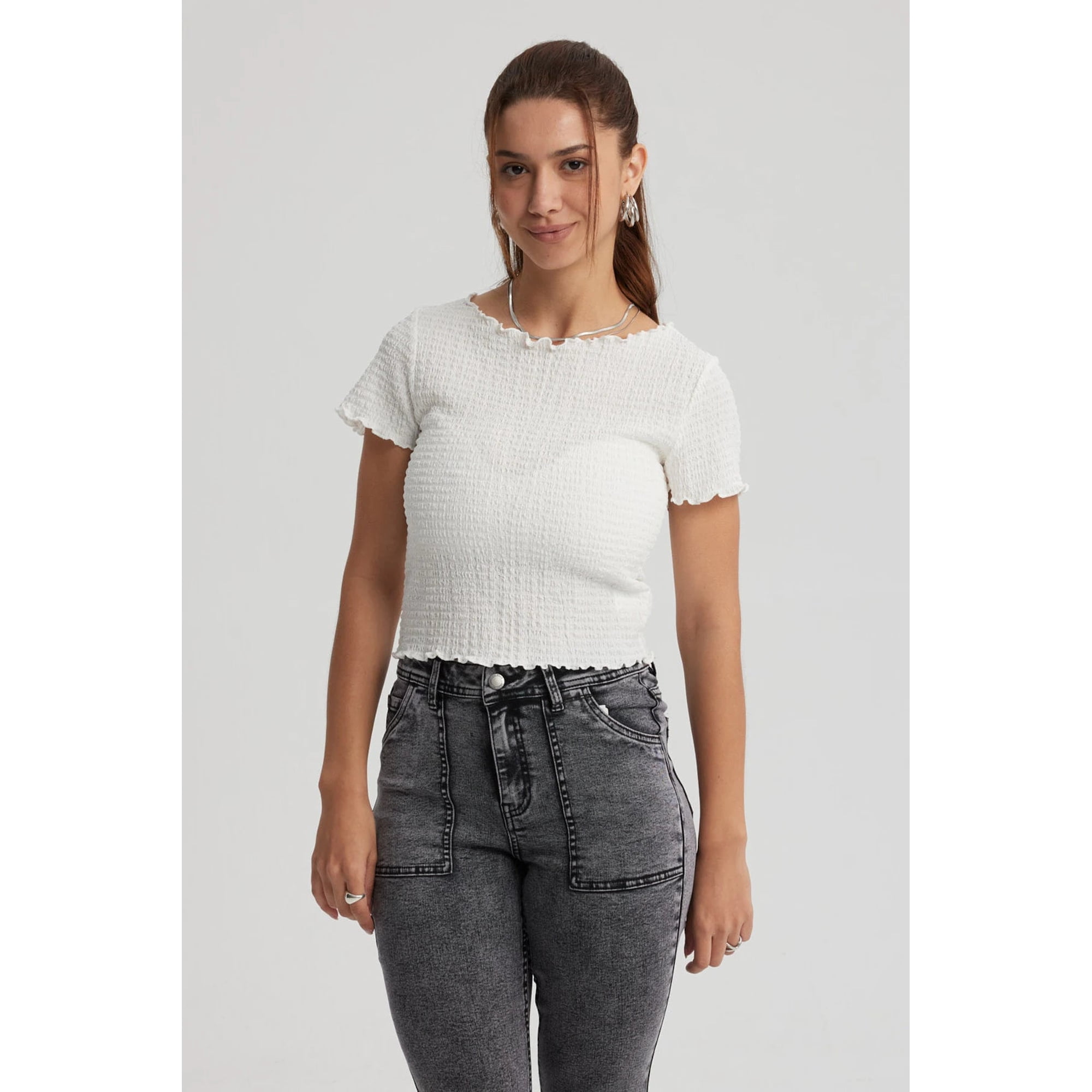 Fashionspark - Polera Mujer Con Bardot Detalles Blanco