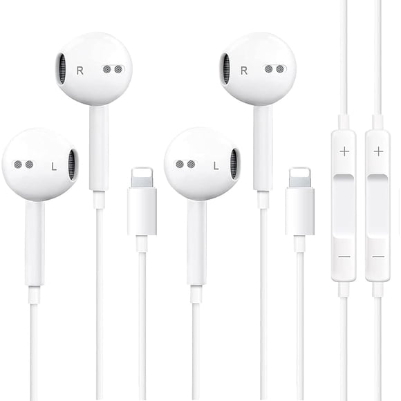 Auriculares con cable SUPVOL con control remoto para iPhone Lightning, paquete de 2