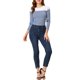 thumbnail image 2 of INSPIRE CHIC Blusa de Mujer para Regreso a Clases con Bloque de Color a Rayas de Manga Larga Camiseta Casual L Azul Blanco, 2 of 7