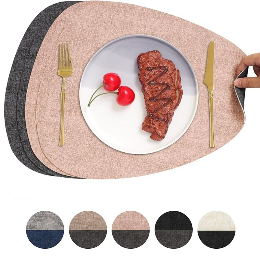 Aura Zeus - Set 4 Individuales Ecocuero Impermeables Antimanchas Reversibles