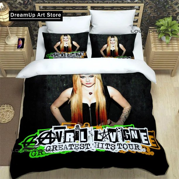 Fashion Avril Singer Lavigne Bedding Set Boys Girls Duvet Cover Pillowcase Bed Adult Bedroom3-Piece Bedding Set (1 Duvet Cover + 3643 Pillow Shams) Bed Sheets