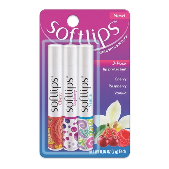 Bálsamo Labial SoftLips Pack de 3, Multi‑sabor, 2 g cada uno