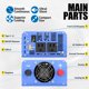 thumbnail image 2 of Inversor de potencia VOLFVERT 1100W 12V a 110V con pantalla LCD, 2 of 5