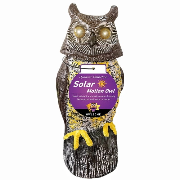 Escultura solar Owl Garden Owlsome con detector de movimiento