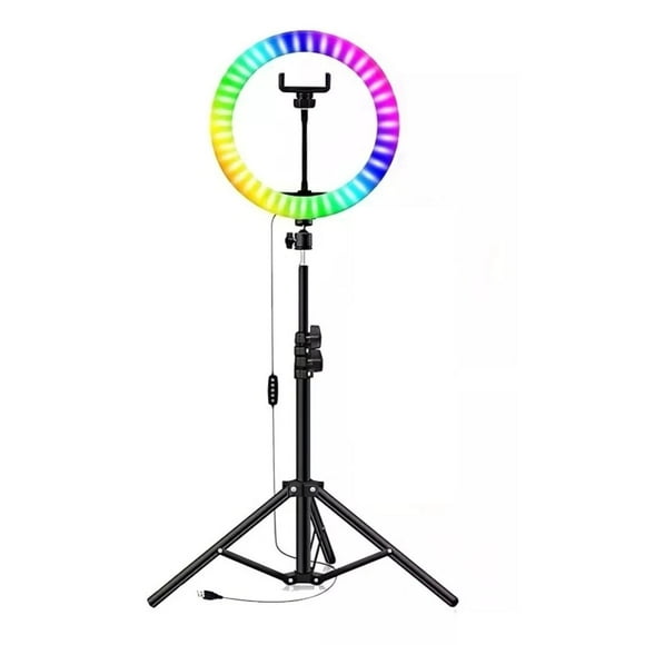 Aro De LUZ LED RGB 26cm USB Tripode 2m Negro