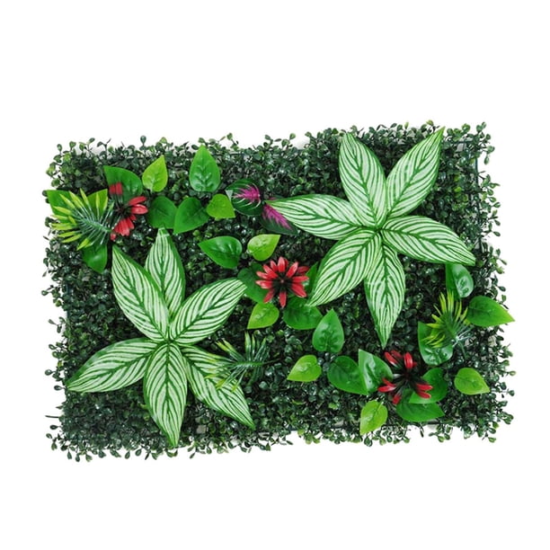 Panel de pared de plantas artificiales, telón de fondo verde falso, protección solar, Panel decorativo de césped sintético para decoración de fiestas Estilo G