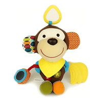 Juguete De Animales Belug Sensorial Con Mordedor Y Sonajero Color Marrón Diseño Mono