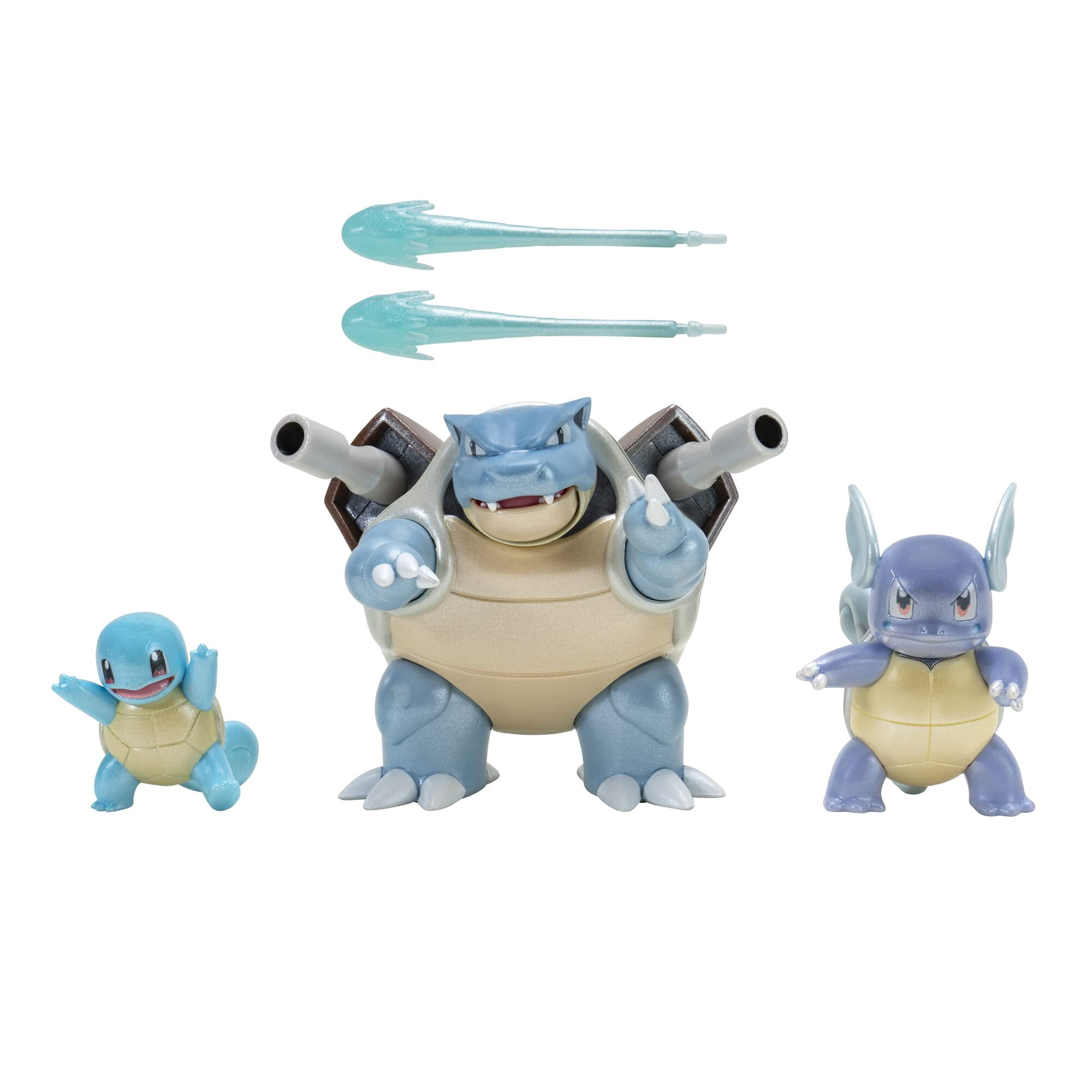 Figuras De Acción Pokémon Select Evolution, Paquete 3: Squirtle, Wartortle Y Blastoise