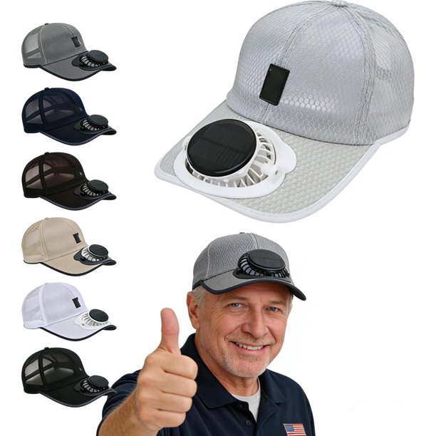 Gorra visera recargable solar ventilador 3 velocidades silencioso manos libres exterior USB