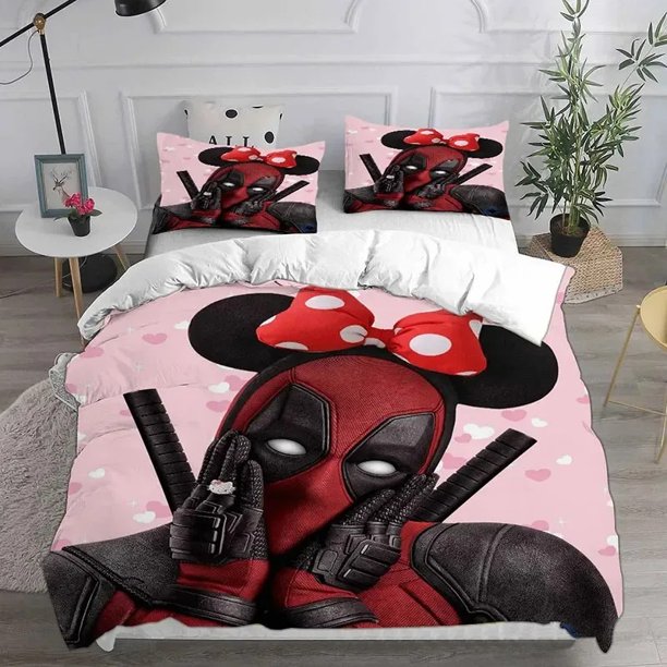Marvel Duvet Cover Deadpool Duvet Cover Set Cartoon Pattern 3D Print Soft Comfort 100% Polyester/Cotton Bedroom Decoration Bed Sheets