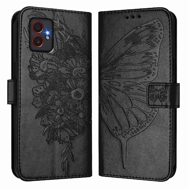 Funda Cartera Mariposa Para Samsung Galaxy Xcover7 Pro Con Soporte Y Ranuras Para Tarjetas Negro