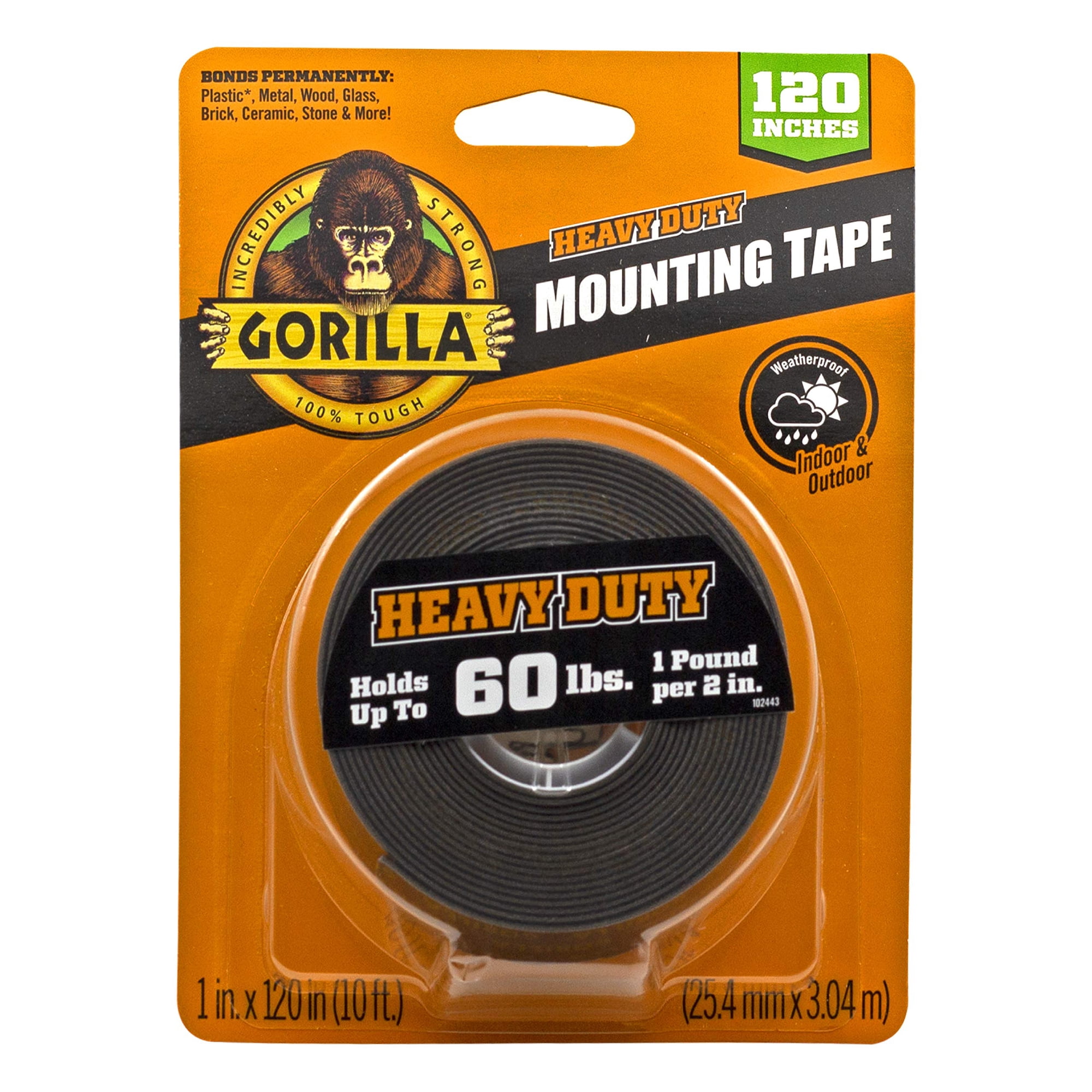 Cinta De Montaje Gorilla Heavy Duty De Doble Cara, 1 Cm X 120 Cm