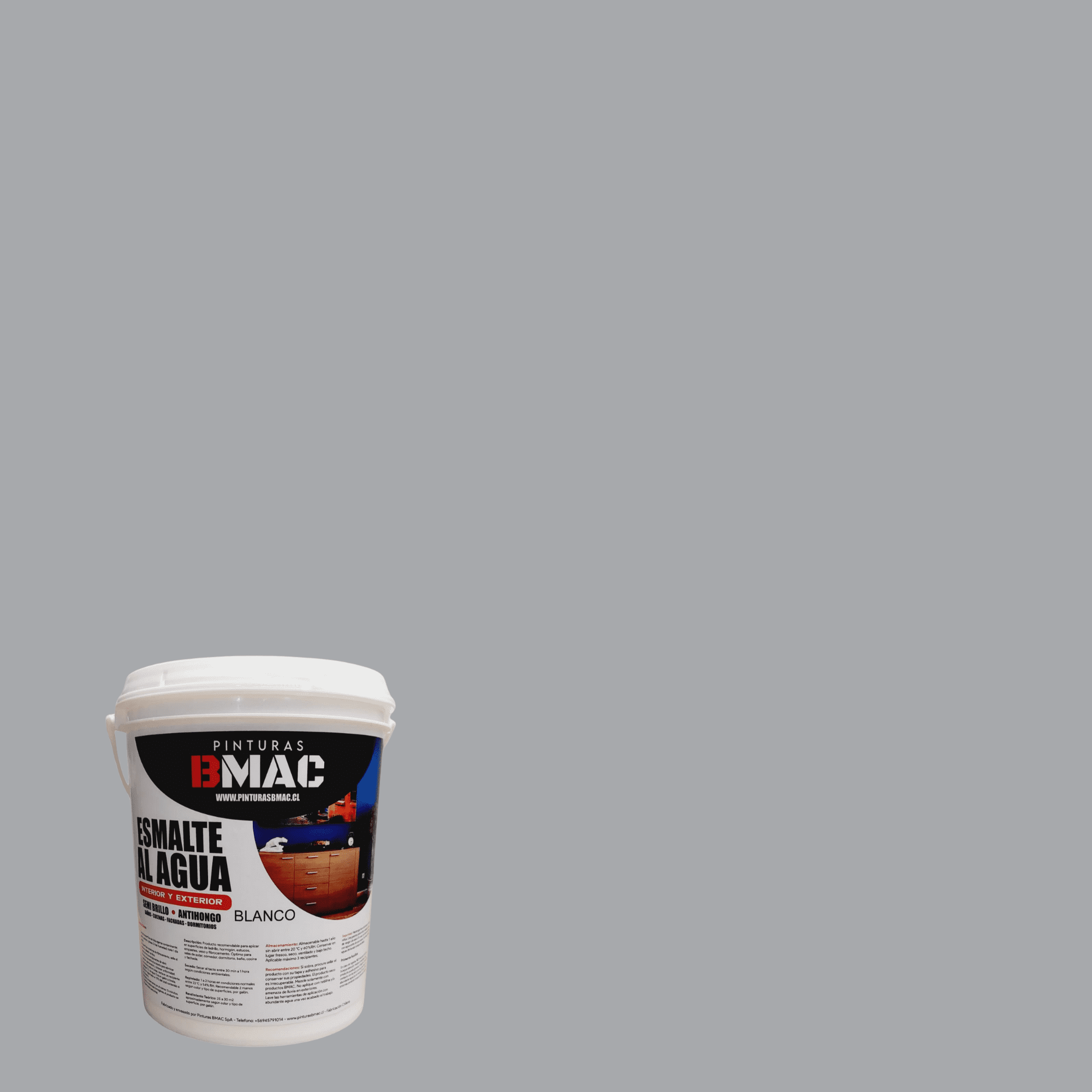 Bmac - Esmalte Al Agua Gris Semibrillo Galon
