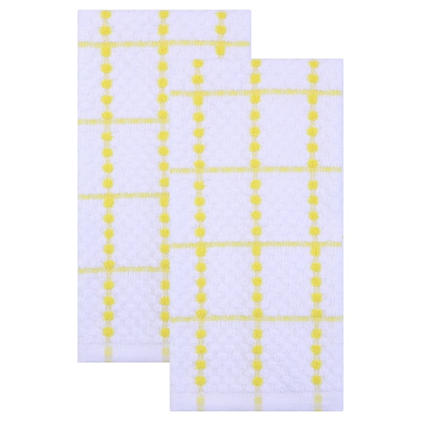 REGALWOVEN Juego de Toallas de Cocina Clásicas a Cuadros, 100% Algodón, Paños de Cocina, Absorbentes de Secado Rápido Amarillo 25" x 15"