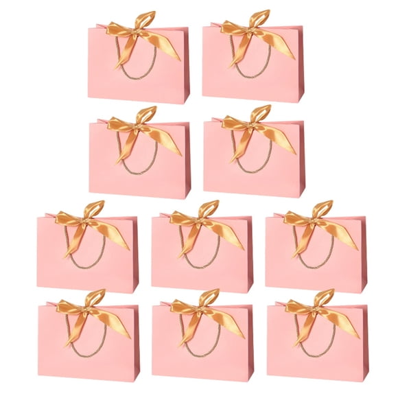 10 Bolsas De Regalo Para Fiestas, Papel Grueso Reutilizable Para Celebraciones, Fiestas, Baby Shower, Rosa M