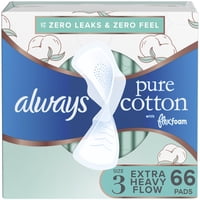 Almohadillas Femeninas Always Pure Cotton Flexfoam, Tamaño 3 X 66