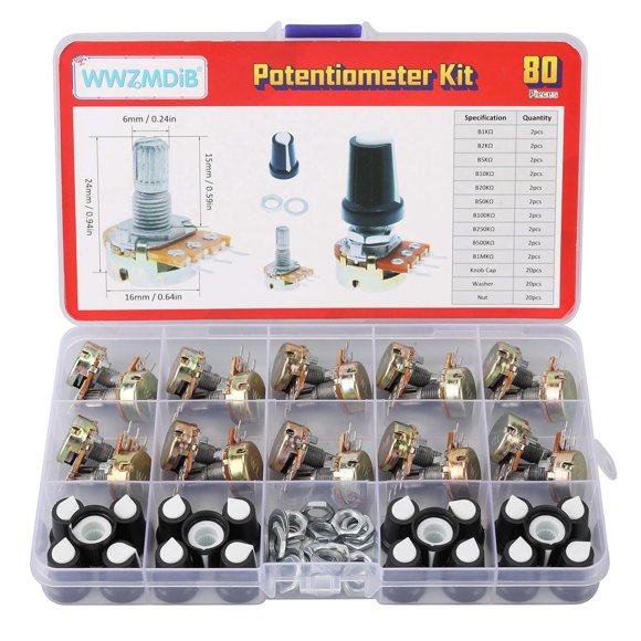Kit de Potenciómetros WWZMDiB 80 piezas 6 mm 24×17×25 mm
