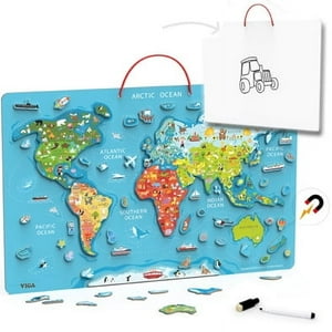 Viga - Juguete Madera Pizarra Magnética Mapa Mundo