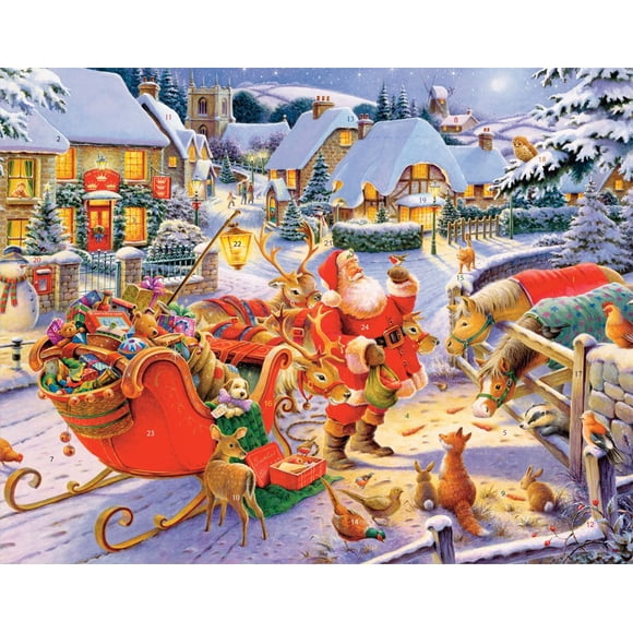 Calendario de Adviento Vermont Christmas Santa & Friends, 14 x 11 pulgadas