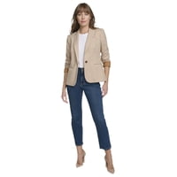 Chaqueta De Negocios Para Mujer, Estilo Blazer Tommy Hilfiger, Color Tabaco/Marfil