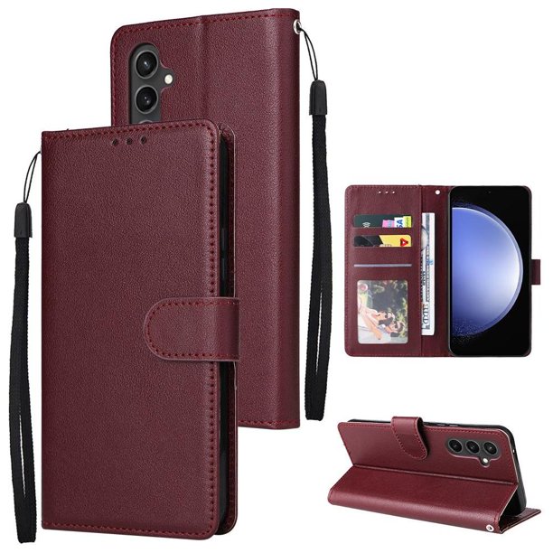 Funda Cartera para Samsung Galaxy S23 FE con Tarjetero, Soporte y Cordón - Protección Rojo
