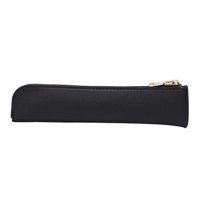 Ioensy - Estuche De Maquillaje De Pu Estuche De Lápices Con Cremallera Durable Para Hombres Mujeres Simple Negro