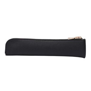 Ioensy - Estuche De Maquillaje De Pu Estuche De Lápices Con Cremallera Durable Para Hombres Mujeres Simple Negro